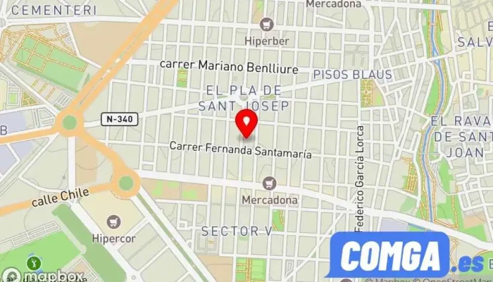 mapa de CerraHouse Cerrajero, Servicio de duplicación de llaves, Tienda de cajas fuertes en Elche