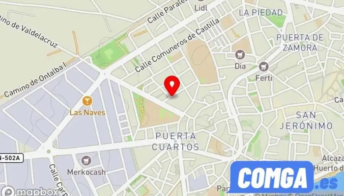mapa de Cerrajeria José Francisco, S.L. Carpintería metálica y de aluminio, Ventana de aluminio, Empresa de hierros y aceros, Cerrajero en Talavera de la Reina