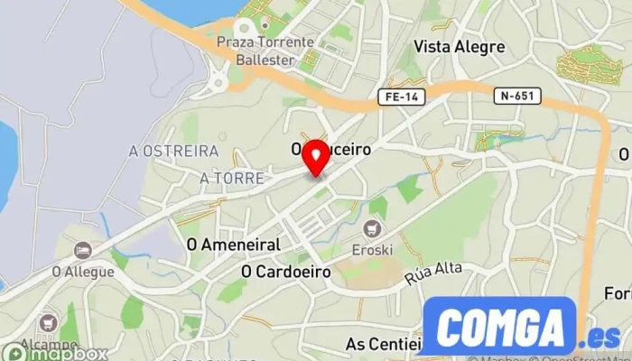 mapa de Cerrajeria Louzao Cerrajero, Servicio de duplicación de llaves, Tienda de automovilismo, Tienda de cajas fuertes en Fene