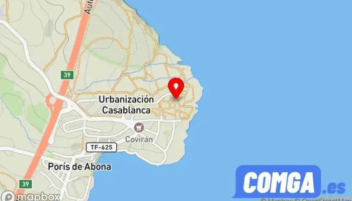 mapa de Cerrajeria Margon Arona Cerrajero, Empresa de hierros y aceros, Carpintería metálica y de aluminio en Porís de Abona
