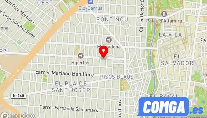 mapa de Cerrajería RH Seguridad Servicio de duplicación de llaves, Cerrajero en Elche