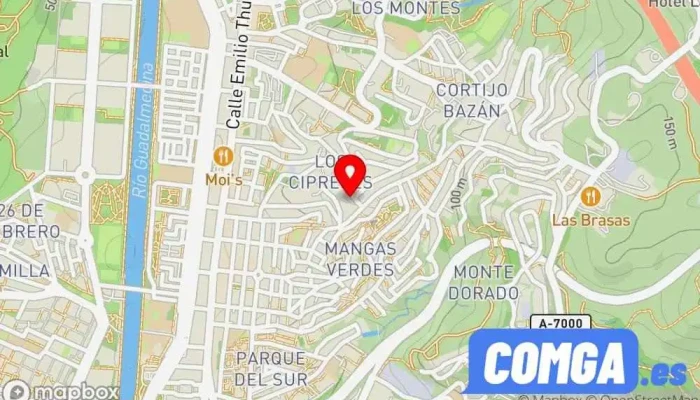 mapa de Cerrajería y Aluminios ANCE, S.L. Cerrajero en Málaga