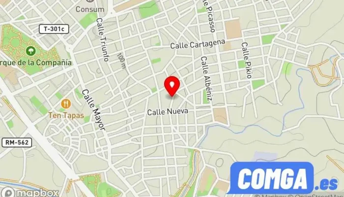 mapa de Cristalería y Cerrajería Núñez Cerrajero en Molina de Segura