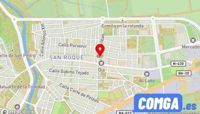 mapa de FERRETERIA Y CERRAJERIA HNOS. LEDESMA C.B Representante comercial, Cerrajero, Centro comercial en Badajoz