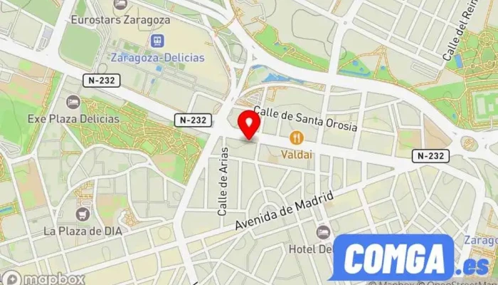 mapa de Ferretería Cerrajería Shuferr Ferretería, Servicio de duplicación de llaves, Cerrajero en Zaragoza