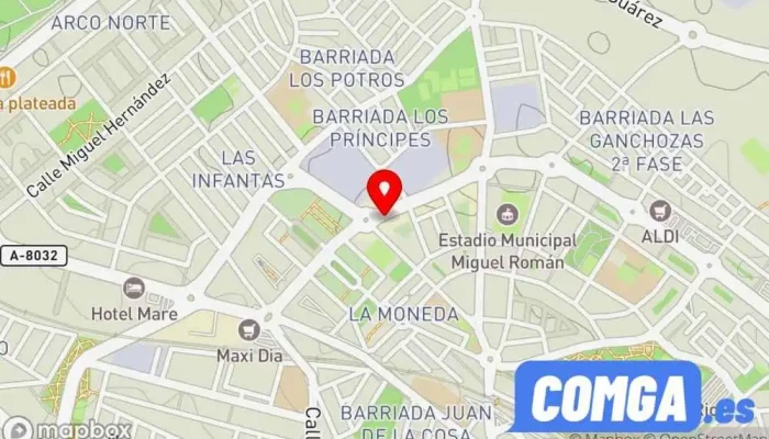 mapa de j&e llaves y cerraduras. Cerrajero en Dos Hermanas
