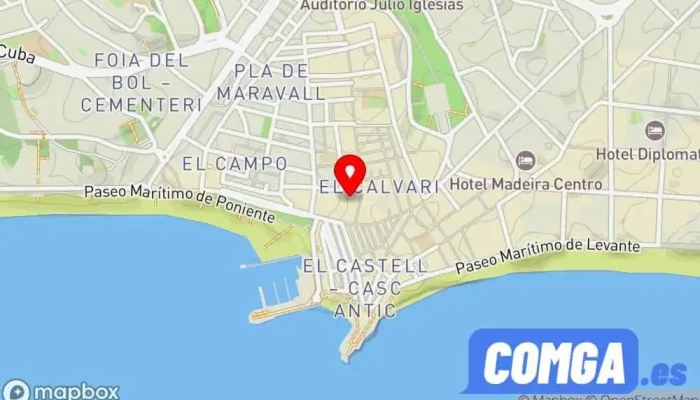 mapa de Key cutting Cerrajería del Mercado(na) Central Servicio de duplicación de llaves en Benidorm
