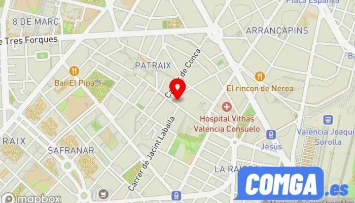mapa de Panys I Ferratges (Cerraduras y Herrajes) Cerrajero en Valencia