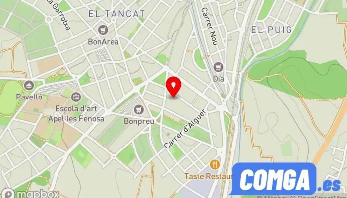 mapa de Puertas Moreno Cerrajero, Fábrica de puertas, Proveedor de puertas para garaje, Servicio de duplicación de llaves en El Vendrell