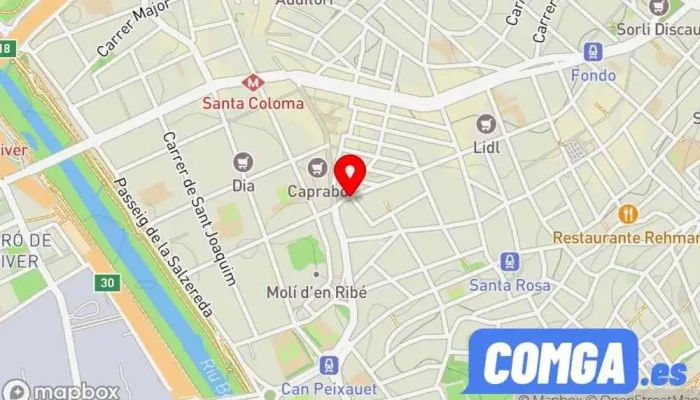 mapa de Rapid Rivas Cerrajero, Servicio de duplicación de llaves, Botiga de panys, Zapatero en Santa Coloma de Gramenet