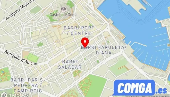 mapa de Repara Tu Llave - Cerrajeros Dénia - Duplicado De Llaves Y Mandos De Coche Cerrajero, Proveedor de puertas, Servicio de duplicación de llaves, Subministrament de panys, Tienda de cajas fuertes en Dénia