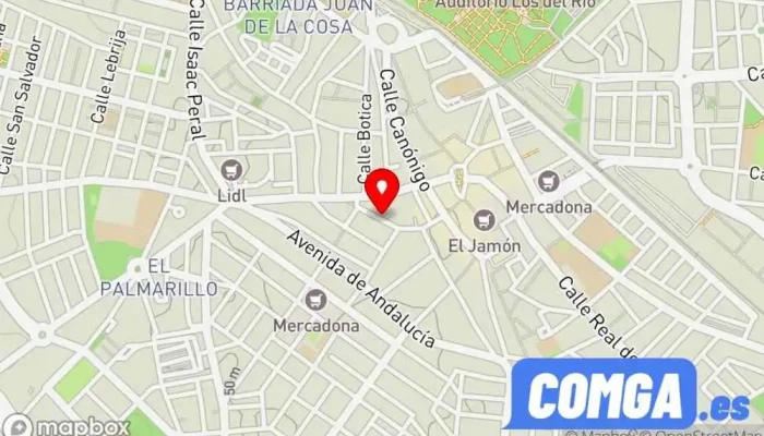 mapa de Reparaciones Gamero - Cerrajería Gamero - RegalaT Complementos Zapatero, Servicio de duplicación de llaves, Marroquinería en Dos Hermanas
