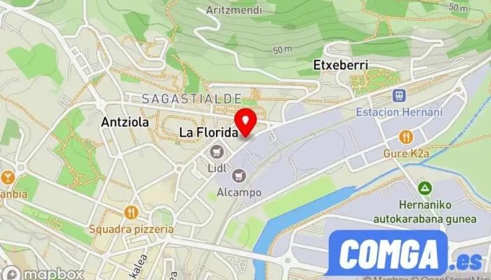 mapa de T. Hernani, S.A. Cerrajero, Fábrica de puertas en Hernani