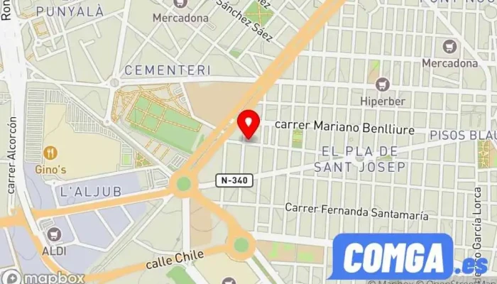 mapa de Troqueles Juanmi S.L. Cerrajero, Proveedor de máquinas de metal, Zapatero en Elche